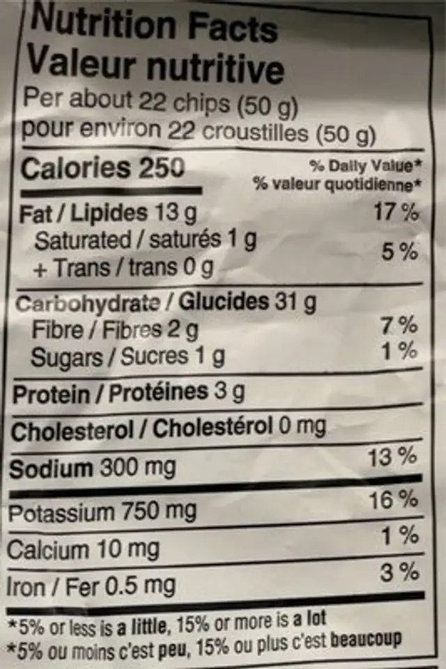 Jalapeno chedder nutrition facts table