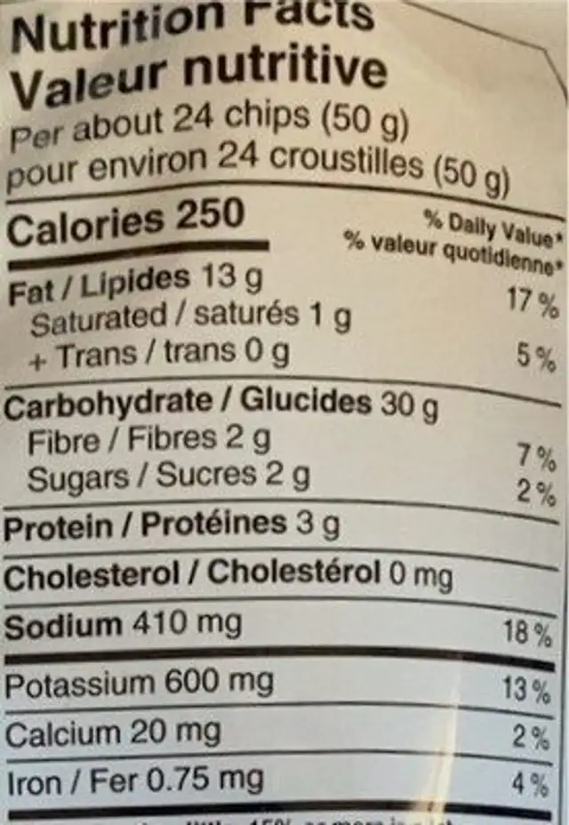 Rip•L au gratin nutrition facts table