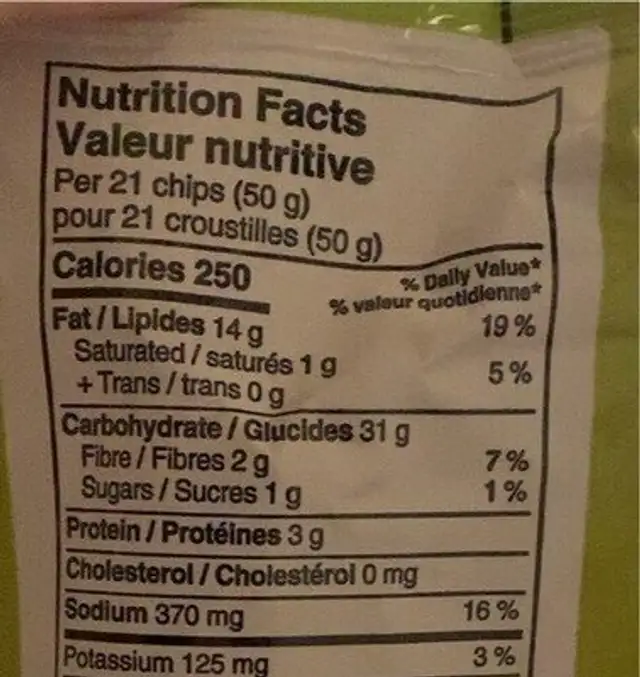 Arriba Spicy Dill Pickle Flavour nutrition facts table