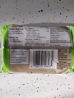 Sardines Hot Peppers ingredients label