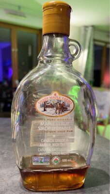 100% Pure Organic Maple Syrup Canada Grade A Amber front packaging