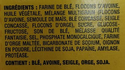 Christie Wheat thins ingredients label