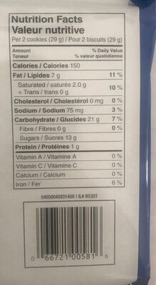 Oreo nutrition facts table