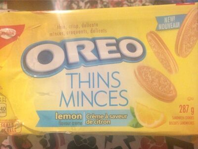 Oreo minces creme a saveur de citron front packaging
