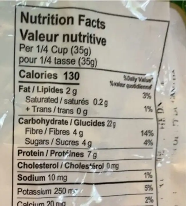 Chick peas kabuli channa nutrition facts table