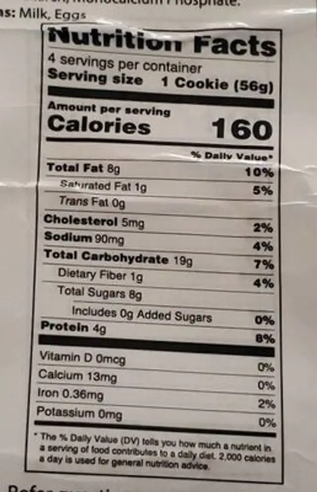 Peanut Butter Cookies Wheat Gluten Free nutrition facts table