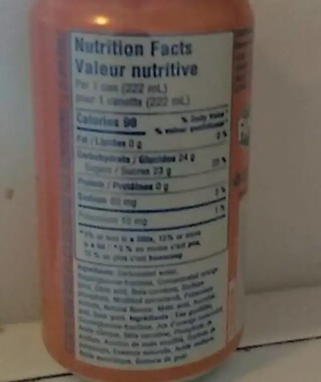 Fanta nutrition facts table