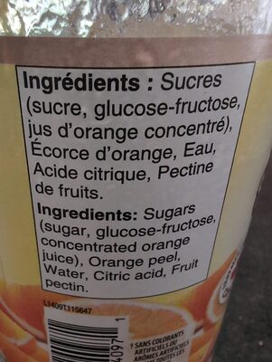 Marmelade Oranges ingredients label