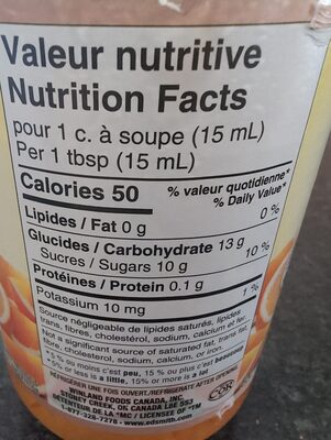 Marmelade Oranges nutrition facts table