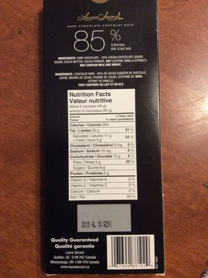 Dark Chocolate 85% Cocoa Bar