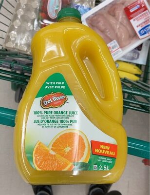 100% Pure Orange Juice with Pulp front packaging