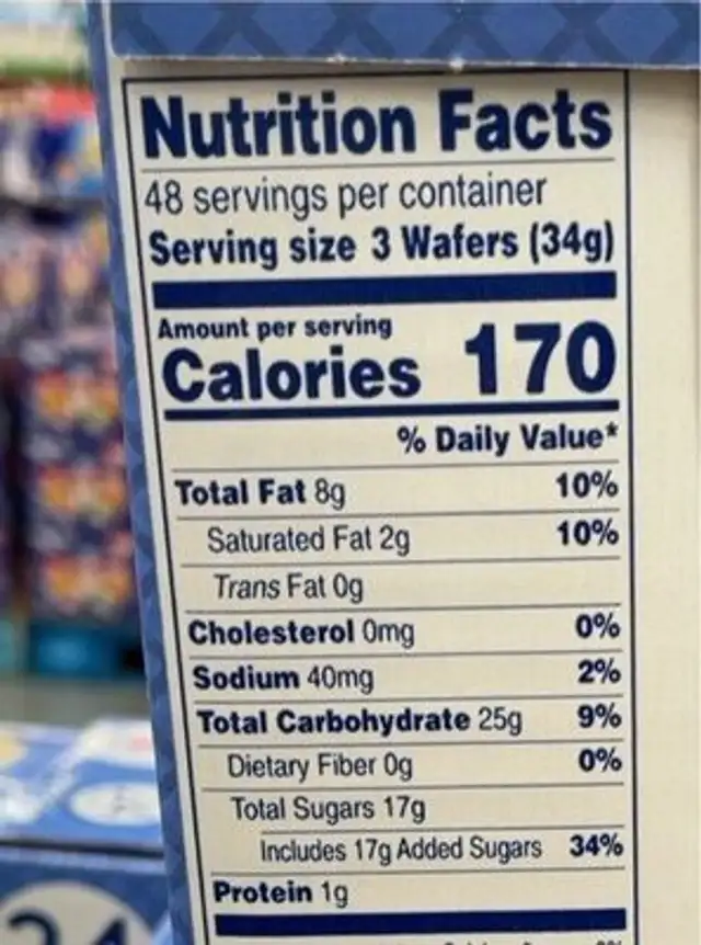 Vanilla wafers nutrition facts table