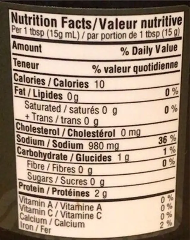 Tamari wheat free soy sauce nutrition facts table
