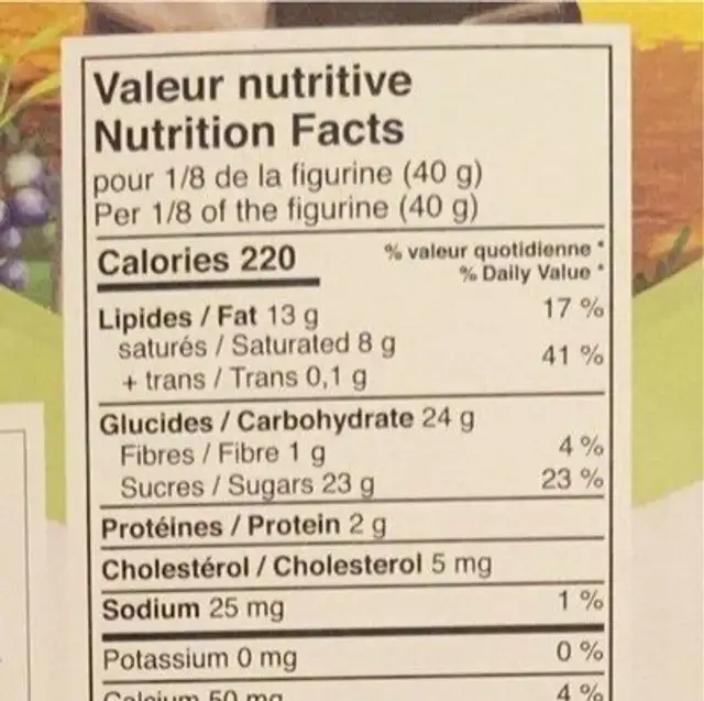 Chocolat Pères Trappistes nutrition facts table