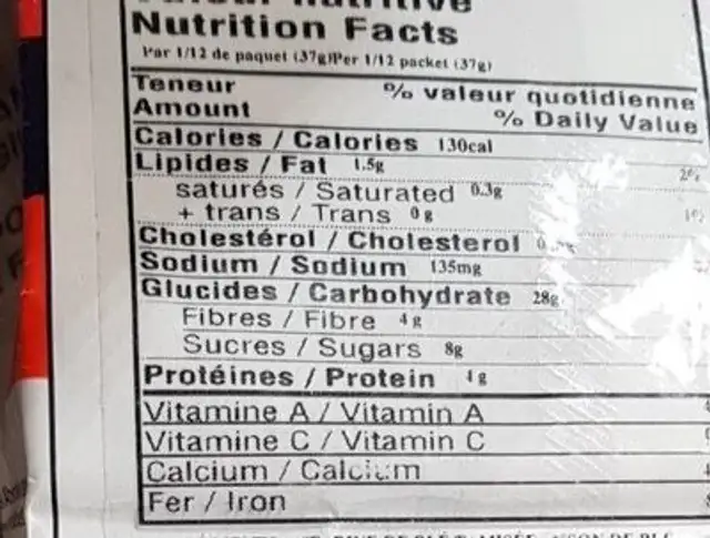 Muffins Mix - Wheat Bran nutrition facts table