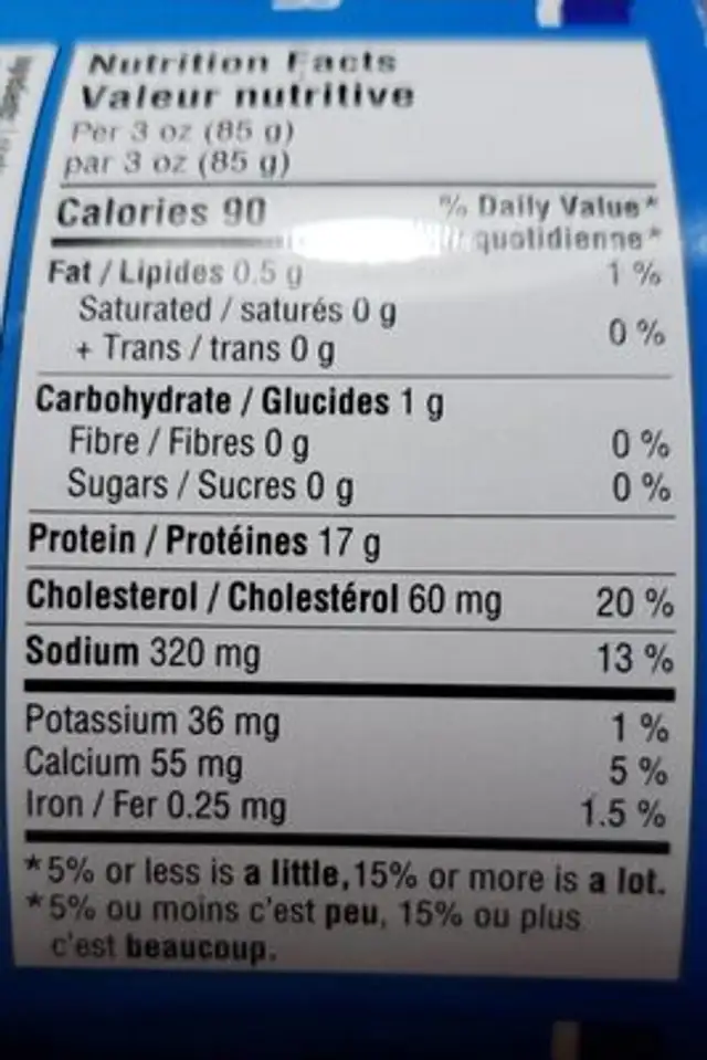 Chair de homard cuite nutrition facts table