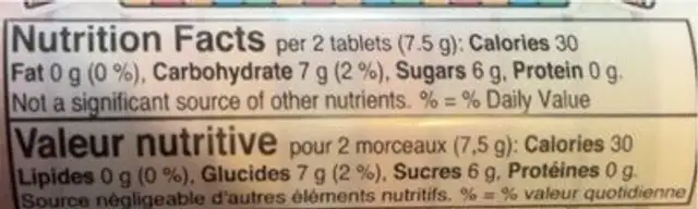 Rockets 63g nutrition facts table