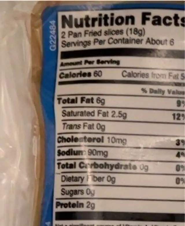 Uncured hardwood smoked bacon nutrition facts table