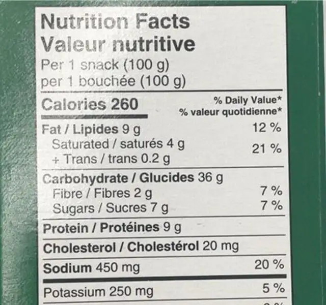 ZAbiha halal pizza bursts nutrition facts table