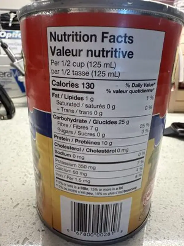 Red Kidney Beans ingredients label
