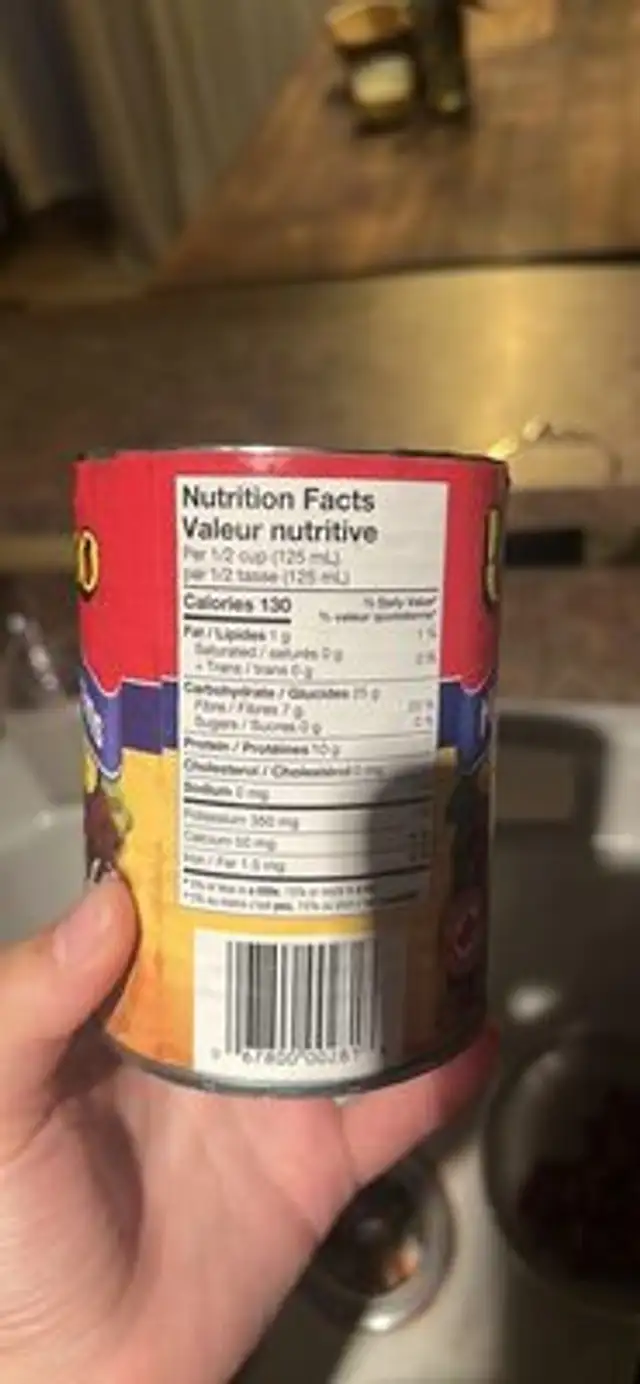 Red Kidney Beans nutrition facts table