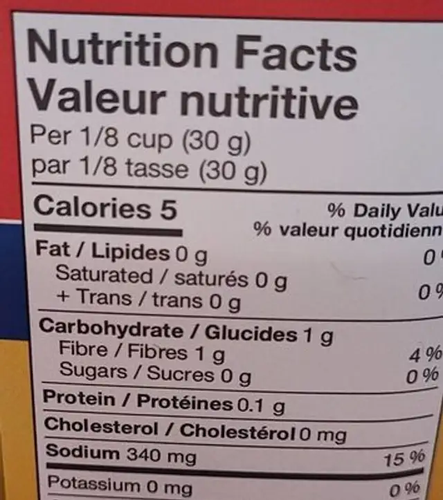 Hot mixed vegetables nutrition facts table