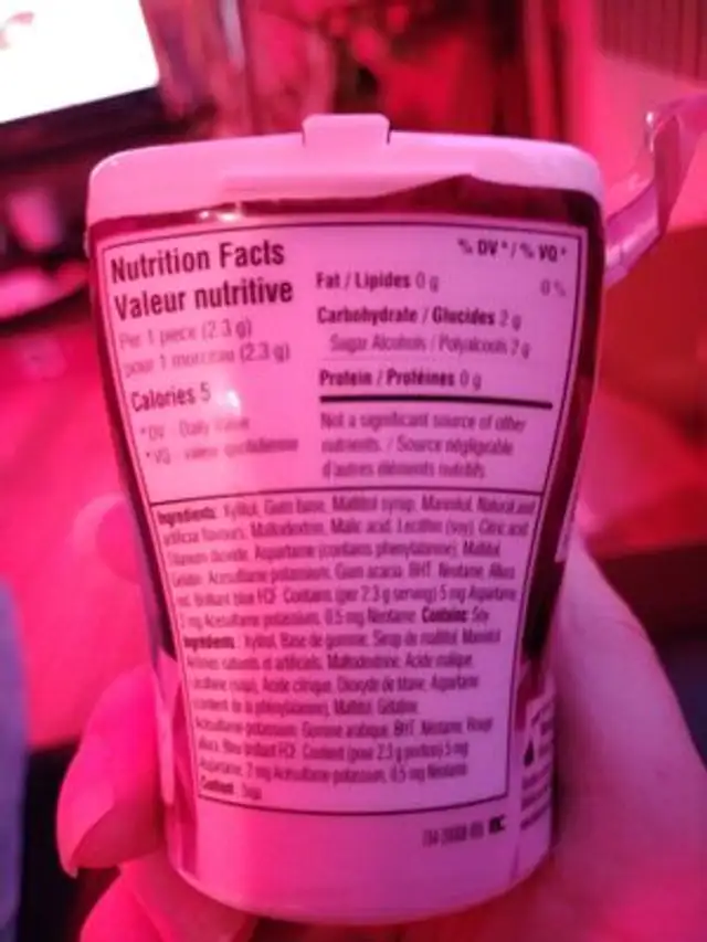 Ice cubes ingredients label