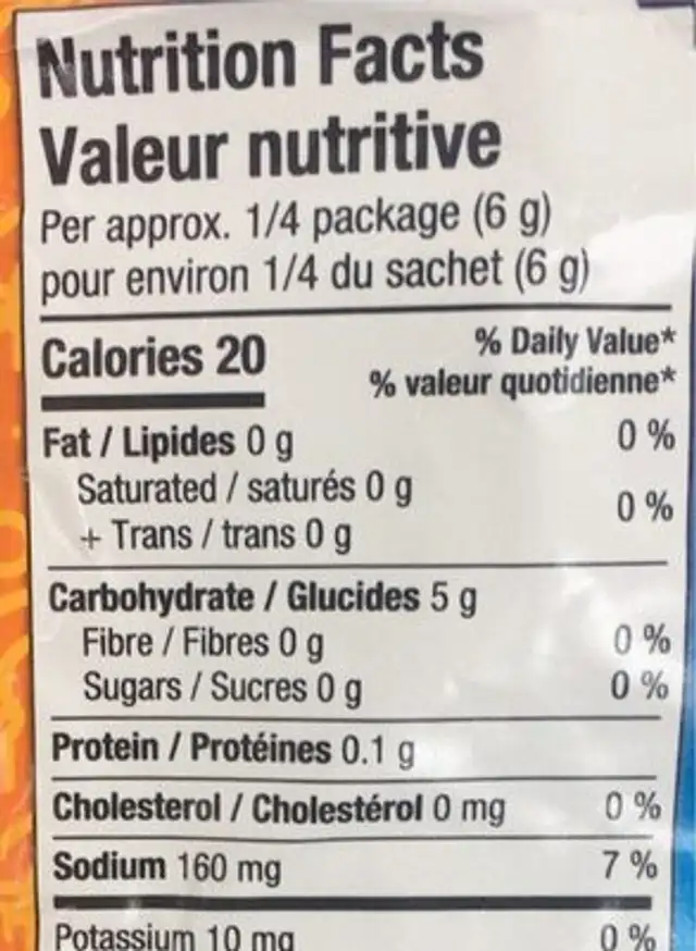Kraft dinner buffalo wings nutrition facts table
