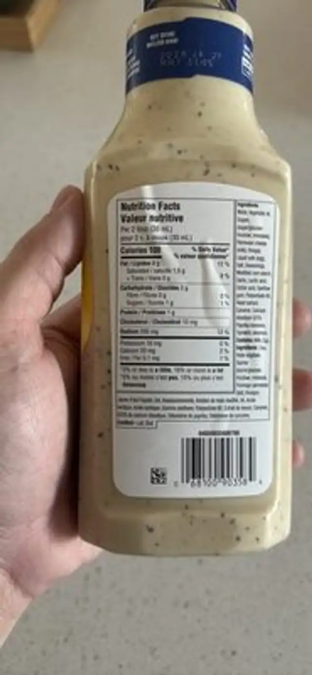 Creamy Caesar Dressing nutrition facts table