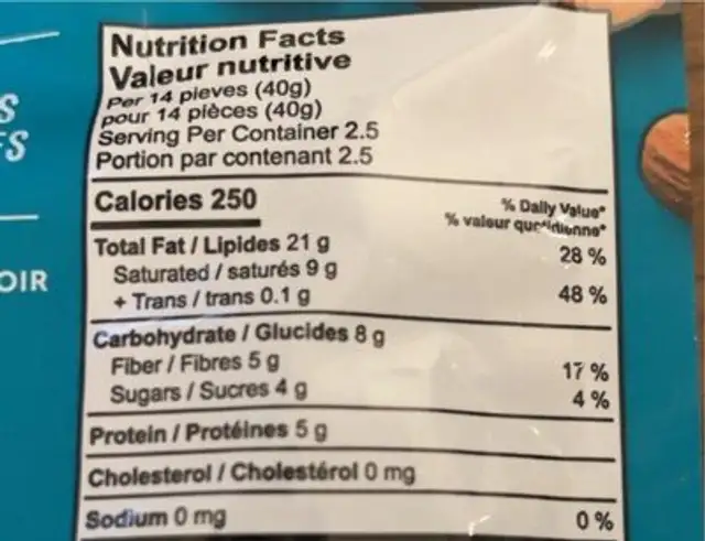 Dark chocolate covered almonds nutrition facts table