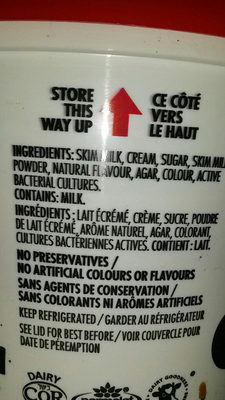 Original Balkan Yogurt - Cherry ingredients label