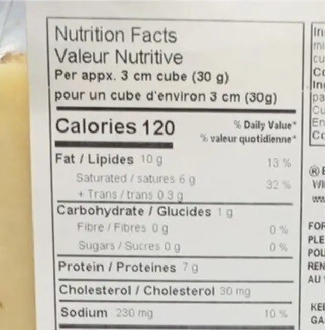 Fromage cheddas aux truffes nutrition facts table