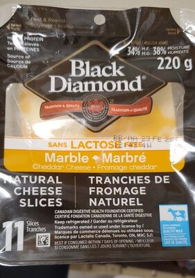 Black Diamond Lactose Free Marble Cheese Slices front packaging