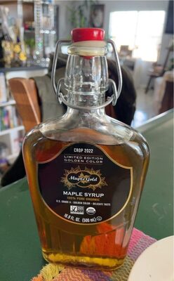 100% Pure Organic Maple Syrup US Grade A Golden Color, Delicate Taste front packaging