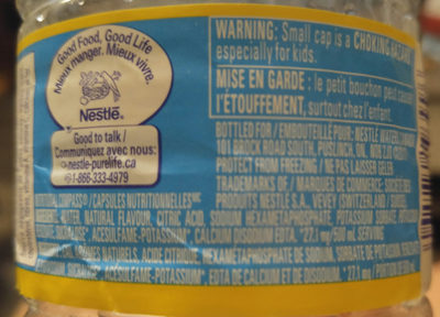 Nestle splash citron ingredients label