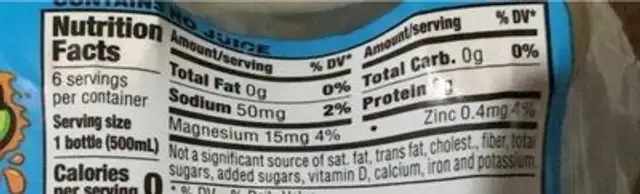 Slash blast nutrition facts table
