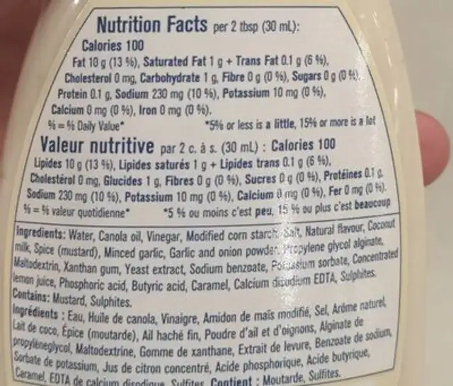 Vegan classic ceaser nutrition facts table
