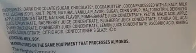 brookside ingredients label