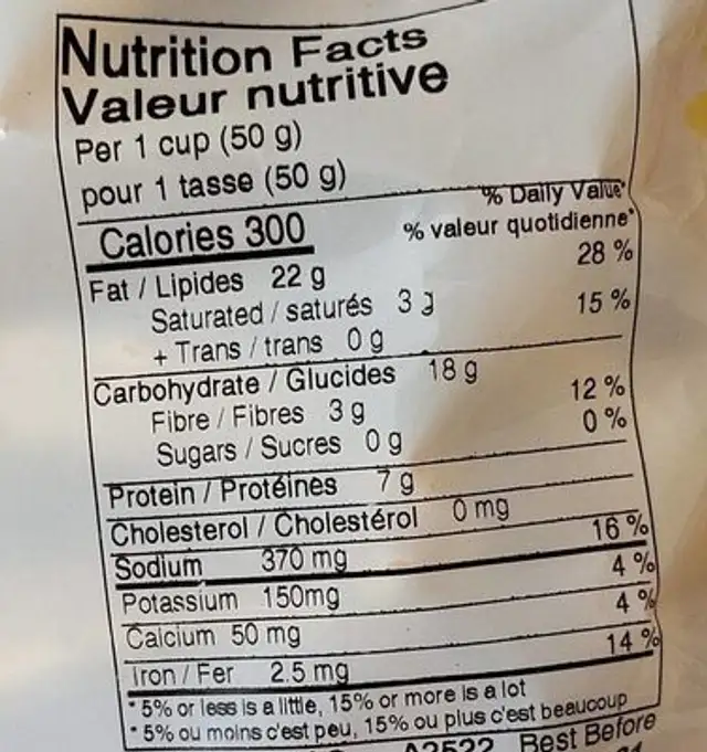 Surati goad gathiya nutrition facts table
