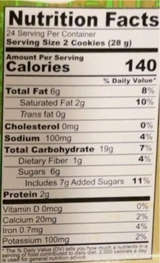 Punjabi biscuit nutrition facts table