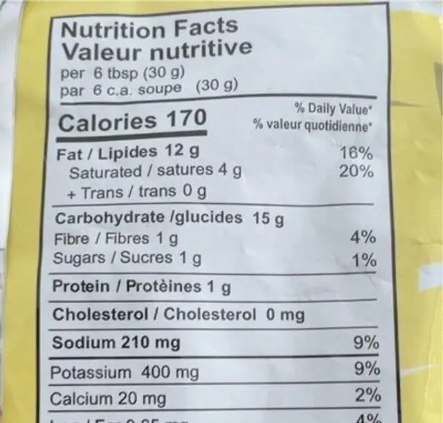 Spicy Banana Wafers nutrition facts table