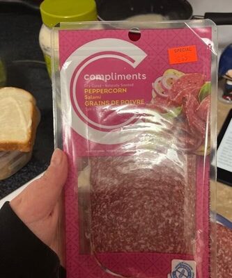 Peppercorn salami front packaging