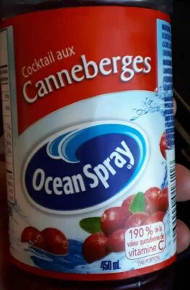 Cranberry cocktail front packaging