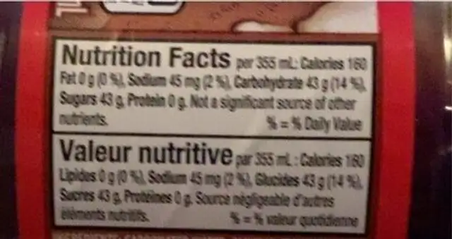 mug rootbeer nutrition facts table