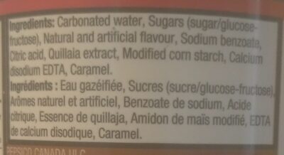 Root Beer ingredients label