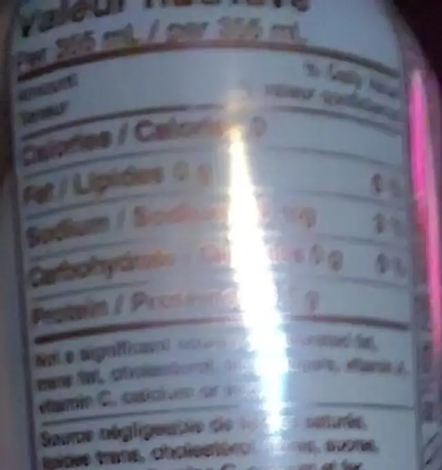 Mug diet root beer nutrition facts table