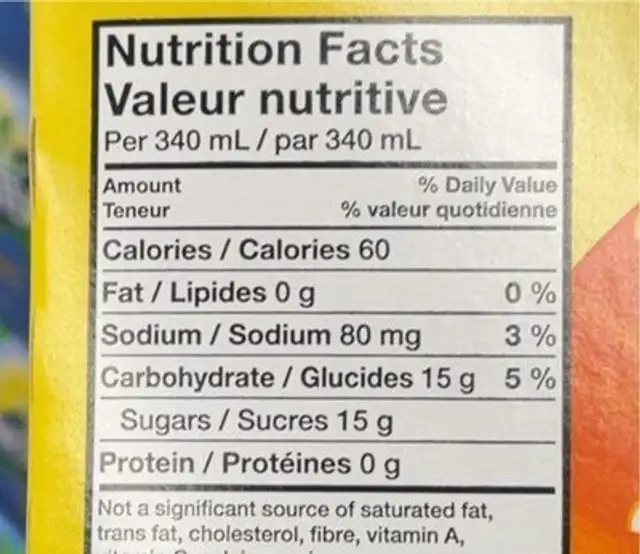 Peach ice tea nutrition facts table