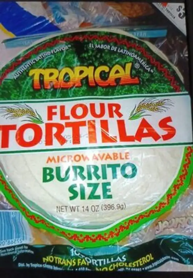 Flour tortilla nutrition facts table