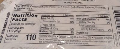 La Sauvagine nutrition facts table