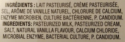 Lady Laurier vanille ingredients label